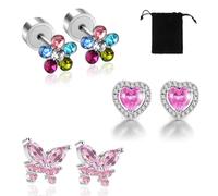 XOUDKE 3 Paires Boucle d Oreille Enfants Fille, Hypoallergénique Boucles d'Oreilles Ensemble, Acier Inoxydable Enfants Mignon Boucles D'Oreilles, Für Mädchen