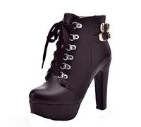 XOUSAEKM Bottes pour femme UK Pu Punk Plate-forme Bottines à talons hauts, marron, 38.5 EU