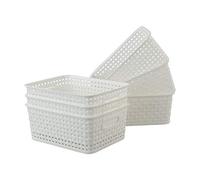 Xowine Lot de 6 Panier Rangement Plastique, Paniers de Rangement de Placard de Cuisine Blanc
