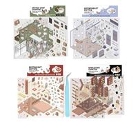 xowwyue Autocollants Scènes 3D à Créer Soi-Même,4 Pièces Autocollants Antistress Scrapbooking | Décalcomanie Scrapbook Carnets Cadeaux Activités Scolaires Artisanat
