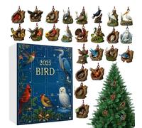 xowwyue Calendrier De L Avent Oiseaux,Ornement D Oiseau En Acrylique Plat 2D - Calendrier du Compte à Rebours de 24 Jours pour Noël,Pour Adultes Salon Chambre Cuisine Sac A Dos Sac Porte Cles