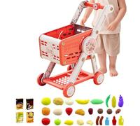 xowwyue Chariot De Courses Enfant Caddy De Course De Supermarché avec 30 Accessoires, Jouets Éducatifs Et De Simulation pour Enfant De 1 À 3 Ans Et Plus, 44,8x28x54 Cm