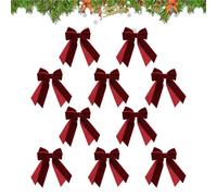 xowwyue en Velours Vin | Décoration Ajustable à Épaisseur Renforcée Réutilisable 10 Pièces - Nœuds Cadeau Rouge Bordeaux,pour Intérieur et Extérieur Fête de Vacances Arbre de Noël Familial
