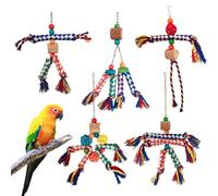 xowwyue Jouets pour Perroquets - Jouet À Mâcher Coloré pour Perruches | Perchoir en Corde à Mâcher pour Cage d'Oiseau avec Jeu Interactif pour Conures, Perruches, Calopsittes et