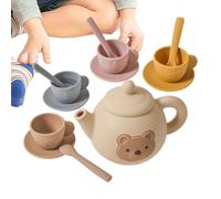 xowwyue Service à Thé Complet | avec Théière Tasses en Silicone Et Cuillère | Jouet Éducatif Développant la Motricité pour 3 à 6 Ans Anniversaire Noël