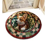 xowwyue Tapis De Noël Intérieur | Motif Père Noël Lutin Chien,Décoration De Sol Illusion Optique Fêtes,pour Décor Intérieur Salon Appartement Bureau Hôtel Fête Décorations Terrasse