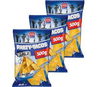 XOX Party Tacos Sel délicieuses chips de maïs avec sel 500g paquet de 3