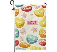 Xoxo Drapeau de jardin en toile de jute double face Motif fleurs ludiques pour extérieur, porche, pelouse, terrasse, 30,5 x 45,7 cm