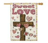 Xoxo Drapeau de maison en toile de jute double face pour extérieur, terrasse, cour, pelouse, entrée, balcon 71 x 101 cm