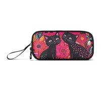 XOXO Grande trousse à crayons en nylon avec motif de chats noirs pour la Saint-Valentin, pour garçons, papeterie, pour lycée