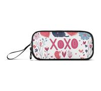 XOXO Trousse à crayons en nylon avec fermeture éclair pour adolescent Motif fleurs et chats noirs