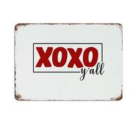 Xoxo Y'all Plaque en métal rustique pour porche Décoration murale Man Cave Garage Signes pour chalet, cour, restaurants 25,4 x 35,6 cm