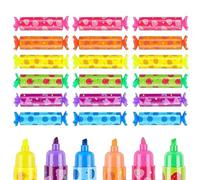 XOXVURI 18 Pièces Mini Stylos Surligneurs en Forme de Bonbon, Mini Surligneurs pour Enfants, Surligneurs pour Fête de Bonbons,Applicable à Pochette Cadeau Anniversaire Enfant, 6 Couleurs