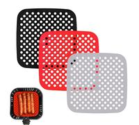 XOXVURI 3 Pièces Tapis en Silicone pour Friteuse, Air Fryer Liners Réutilisable Friteuse à air Liner Perforé - 19CM Friteuse à air Tapis en Silicone Antiadhésif Doublure intérieure Tapis