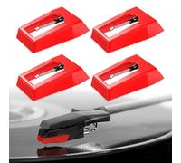 XOXVURI 4 Pièces Aiguille Tourne Disque Saphir Platine Vinyle Durable Diamant Platine Vinyle Pour Tourne Disque En Vinyle (Rouge)