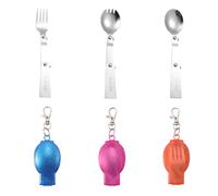 XOXVURI Set de 3 Fourchettes et Cuillères Pliantes en Acier Inoxydable 304, avec 3 pcs Récipients en Plastique pour les Voyages, le Camping, les Pique-Niques, les Autres Activités de Plein Air