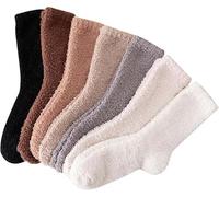 XOYHFQ 7 Pairs Fuzzy Socks for Women, Cozy Fuzzy Warm Fluffy Slipper Socks, Super Soft Microfiber Cozy Sleeping Socks (B,Ooe Size)