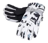 XoYixoYi Lot de 2 gants de ski imperméables et coupe-vent antidérapants brossés pour temps froid, sports d'hiver, équitation (noir et blanc)