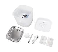 XOYIXOYI Pour chat, pour fontaine à eau pour animaux de compagnie, 2 niveaux, double filtration, voyant lumineux LED, protection contre l'eau faible, plastique et acier inoxydable