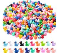 XOYTN Lot de 200 mini canards en résine - Figurines miniatures - Canards colorés - Pour la décoration de jardins paysagers miniatures, bonsaï, bassins à poissons et aquariums.