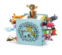 Xozoyo Tonie Étagère en métal entièrement magnétique Toniebox - Rangement pour jusqu'à 25 à 40 figurines + boîte - Étagère Tonie pour filles et garçons - Étagère à poser (éléphant bleu)