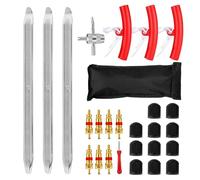 XPAPOV - Kit de 27 pièces de démonte-pneus, leviers de 30 cm / 11,8 pouces, avec 3 protections de jantes, outils de montage de pneus pour moto, vélo, voiture, scooter