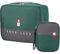XPAPOV Lot de 2 Sacs à médicaments de Voyage étanches - Grand et Petit - Sac de Rangement de médicaments Portable pour la Maison, Le Bureau, Les Voyages (Vert)