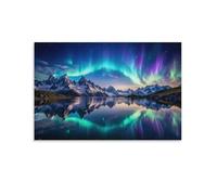 XPASHIQWC Aurore Boréale Murale Snow Mountain Décoration Murale Image Sur Toile Tableau Impression Sur Toile Pour La Décoration De La Maison 20x30inch(50x75cm)