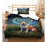 XPASHIQWC Bulldog Ensemble De Literie 3D Imprimé Microfibre 3 Pièces Champ de blé Spiral avec Fermeture Éclair, Taie d'oreiller Décoration Chambre À Coucher Moderne Single(135x200cm)