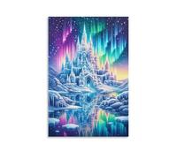 XPASHIQWC Château de glace Murale aurores du Nord Décoration Murale Image Sur Toile Tableau Impression Sur Toile Affiche Decoration Pour Salon Chambre Décorations 20x30inch(50x75cm)