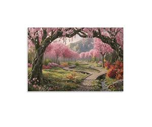 XPASHIQWC Chemin de fleur de cerisier Murale forêt Spring Mountain Décoration Murale Image Sur Toile Tableau Impression Sur Toile Pour Salon Chambre Décorations 20x30inch(50x75cm)