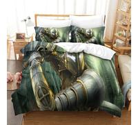 XPASHIQWC Chevalier Housse De Couette 3D Imprimé Microfibre Mechanical Armor avec Fermeture Éclair Ensemble De Literie 3 Pièces pour Enfants Ados Adultes Double（200x200cm）