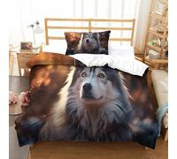 XPASHIQWC Chien Husky Housse De Couette 3D Imprimé Microfibre Autumn Outdoor avec Fermeture Éclair, Parure De Lit 3 Pièces pour Enfants, Ados, Adultes Single（135x200cm）