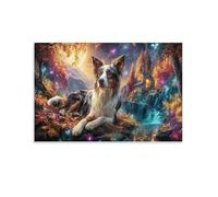 XPASHIQWC Collie frontière Murale forêt automne Décoration Murale Image Sur Toile Tableau Impression Sur Toile Affiche Decoration Pour Chambre Et Couloir Premium 20x30inch(50x75cm)