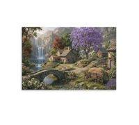 XPASHIQWC Cottage de campagne Murale Cascade de printemps Décoration Murale Image Sur Toile Tableau Impression Sur Toile Affiche Decoration Pour Chambre Et Couloir Premium 16x24inch(40x60cm)