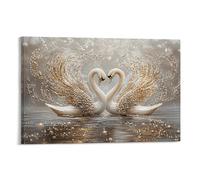 XPASHIQWC Cygnes Murale Ailes de perle Décoration Murale Image Sur Toile Tableau Impression Sur Toile Affiche Decoration Pour Chambre Et Couloir Premium 12x18inch(30x45cm)