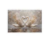 XPASHIQWC Cygnes Murale Ailes de perle Decoration Murale Peintures Sur Toile Impression Sur Toile Affiche Decoration Pour Salon Chambre Décorations 16x24inch(40x60cm)