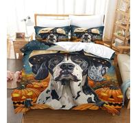 XPASHIQWC Dalmatien Ensemble De Literie 3D Imprimé Microfibre Moon Jack-o'-Lantern Housse De Couette avec Fermeture Éclair Taie d'oreiller pour Filles Garçons Cadeau Double（200x200cm）