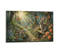 XPASHIQWC Famille lapin Murale matin soleil forêt Décoration Murale Image Sur Toile Tableau Impression Sur Toile Pour Salon Chambre Décorations 12x18inch(30x45cm)