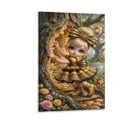 XPASHIQWC Fille à thème abeille Murale grotte arbre de cristal Décoration Murale Image Sur Toile Tableau Impression Sur Toile Affiche Decoration Pour Chambre Et Couloir Premium 12x18inch(30x45cm)