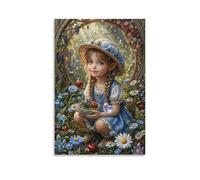XPASHIQWC Fille Elfe & Oiseau Murale Arche ornée de fleurs Décoration Murale Image Sur Toile Tableau Impression Sur Toile Affiche Decoration Pour Chambre Et Couloir Premium 12x18inch(30x45cm)