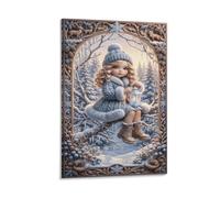 XPASHIQWC fille lanterne Murale Forêt de nuit d'hiver Décoration Murale Peinture Sur Toile Impression Sur Toile Affiche Decoration Pour Chambre Et Couloir Premium 16x24inch(40x60cm)