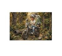 XPASHIQWC fille Murale forêt Motorcycle Décoration Murale Image Sur Toile Tableau Impression Sur Toile Pour Chambre Et Couloir Premium 16x24inch(40x60cm)