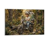 XPASHIQWC fille Murale forêt Motorcycle Décoration Murale Peintures Sur Toile Impression Sur Toile Pour La Décoration De La Maison 16x24inch(40x60cm)