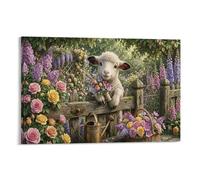 XPASHIQWC Garden agneau Murale fleur printemps Décoration Murale Image Sur Toile Tableau Impression Sur Toile Affiche Decoration Pour Chambre Et Couloir Premium 08x12inch(20x30cm)