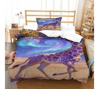 XPASHIQWC Giraffe Parure De Lit 3D Imprimé Microfibre 3 Pièces désert Spiral Nebula Housse De Couette avec Fermeture Éclair, Décoration Chambre Moderne Single(135x200cm)
