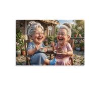 XPASHIQWC Grand-mère Meilleurs amis Murale Jardin du thé de l'après-midi Décoration Murale Image Sur Toile Tableau Impression Sur Toile Pour Salon Chambre Décorations 12x18inch(30x45cm)