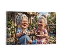 XPASHIQWC Grand-mère Meilleurs amis Murale Jardin du thé de l'après-midi Décoration Murale Image Sur Toile Tableau Impression Sur Toile Pour La Décoration De La Maison 08x12inch(20x30cm)