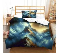 XPASHIQWC grimpeur Housse De Couette Microfibre 3D Imprimé la Montagne Sainte avec Fermeture Éclair Ensemble De Literie 3 Pièces Décoration Tendance Single(135x200cm)