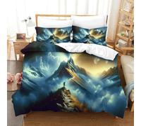 XPASHIQWC grimpeur Housse De Couette Microfibre 3D Imprimé la Montagne Sainte avec Fermeture Éclair Parure De Lit 3 Pièces pour Ados Adultes Décoration Élégante Double(200x200cm)